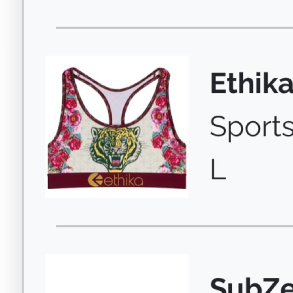 Ethika bra size large can fit medium